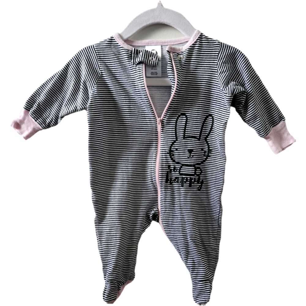 Striped Black and White Kids One Piece